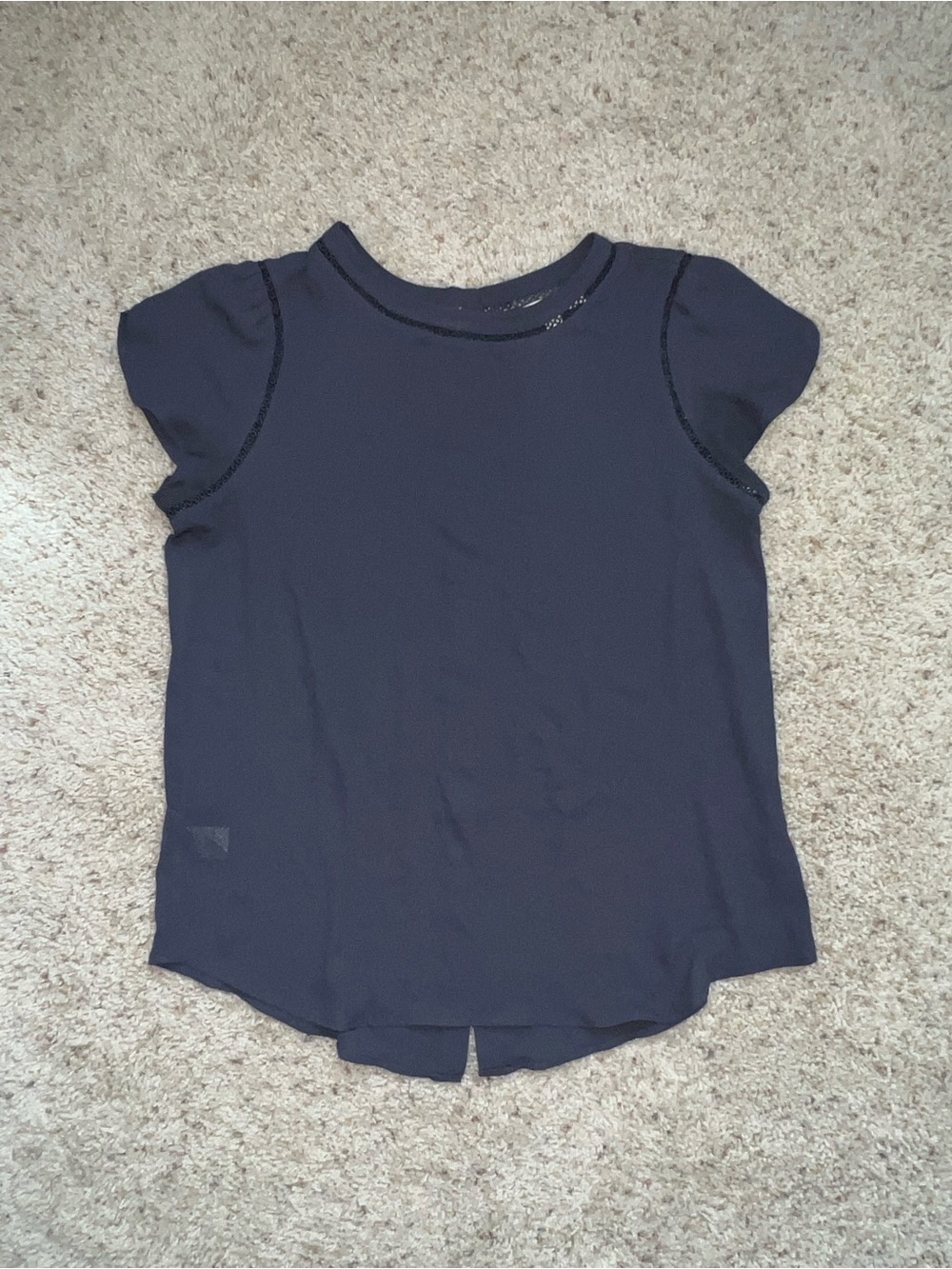 LOFT Grey Short Sleeve Women’s Blouse with Slight Puff Sleeves